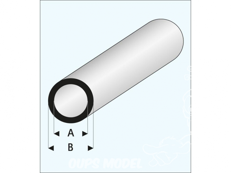 maquett 419-68/3 1 Profilé styrene blanc rond 12x14mm 330mm de long