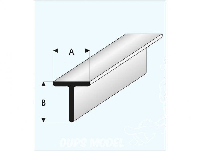 maquett 413-62/3 1 Profilé styrene blanc profilé T 10x10mm 330mm de long