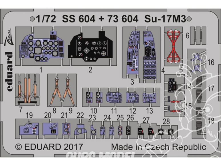 Eduard photodecoupe avion SS604 Zoom Sukhoi Su-17M3 Modelsvit 1/72