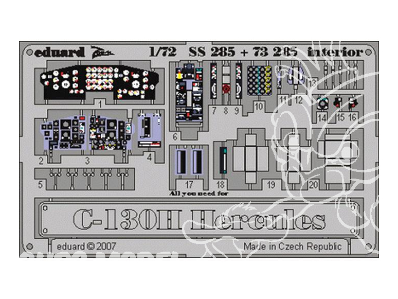 Eduard photodecoupe avion SS285 C-130H Hercules Italeri 1/72