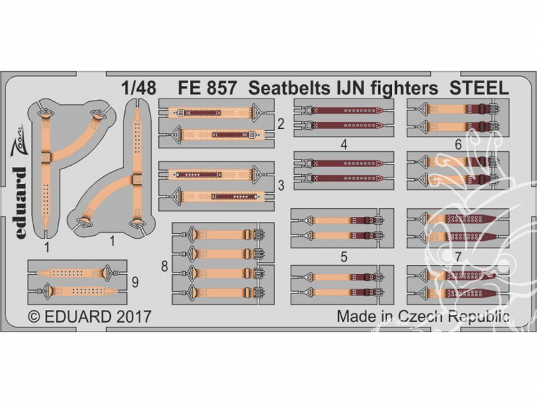 EDUARD photodecoupe avion FE857 Harnais chasseur IJN Métal 1/48