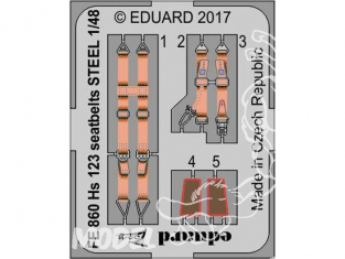 EDUARD photodecoupe avion FE860 Henschel Hs 123 Harnais métal Gaspatch Models 1/48