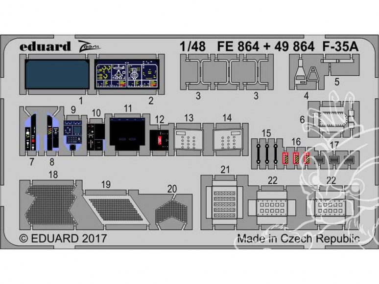 EDUARD photodecoupe avion FE864 Zoom F-35A Meng 1/48