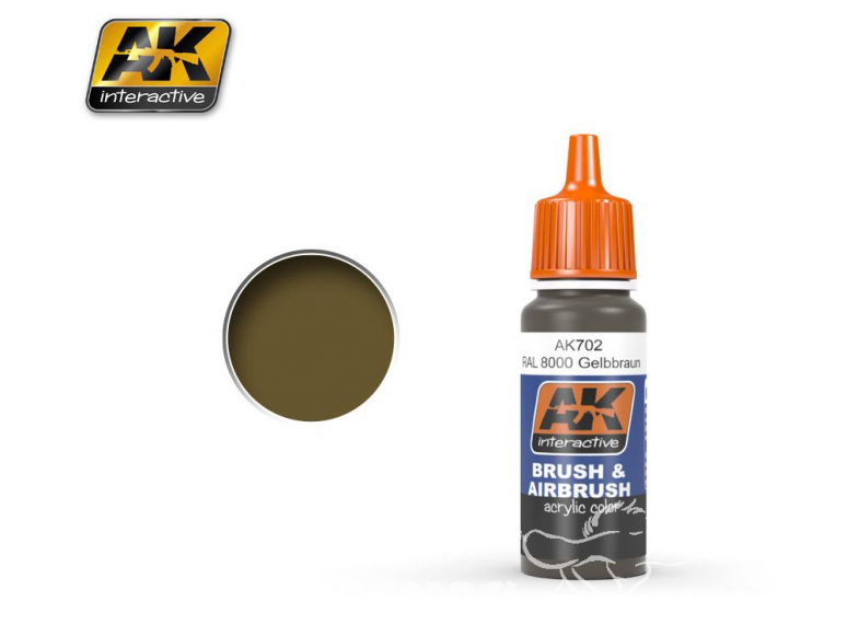 Ak interactive peinture acrylique AK702 Fauve RAL8000 - Gelbbraun 17ml