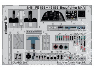 EDUARD photodecoupe avion FE868 Zoom intérieur Beaufighter Mk.VI Tamiya 1/48