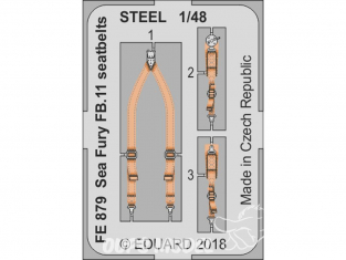 EDUARD photodecoupe avion FE879 Harnais métal Sea Fury FB.11 Airfix 1/48