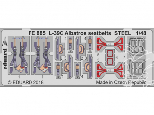 EDUARD photodecoupe avion FE885 Harnais métal L-39C Albatros Trumpeter 1/48