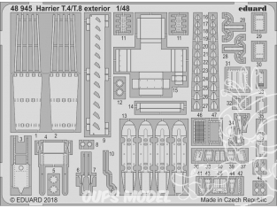 EDUARD photodecoupe avion 48945 Exterieur Harrier T.4/T.8 Kinetic 1/48