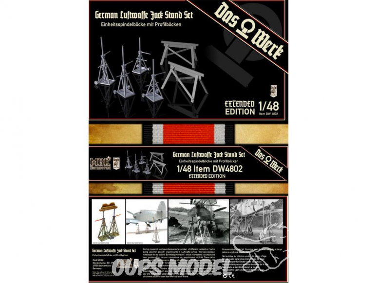 DAS WERK kit accessoires avions DW4802 Luftwaffe support avion chandelles Set avec tretaux Extended edition 1/48