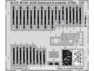 Eduard photodecoupe militaire 36378 M113A ACAV Tableau de bord et harnais métal Afv Club 1/35