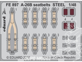 EDUARD photodecoupe avion FE897 Harnais métal A-26B Revell 1/48