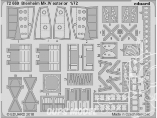 Eduard photodecoupe avion 72669 Exterieur Blenheim Mk.IV Airfix 1/72