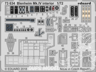 Eduard photodecoupe avion 73634 Intérieur Blenheim Mk.IV Airfix 1/72