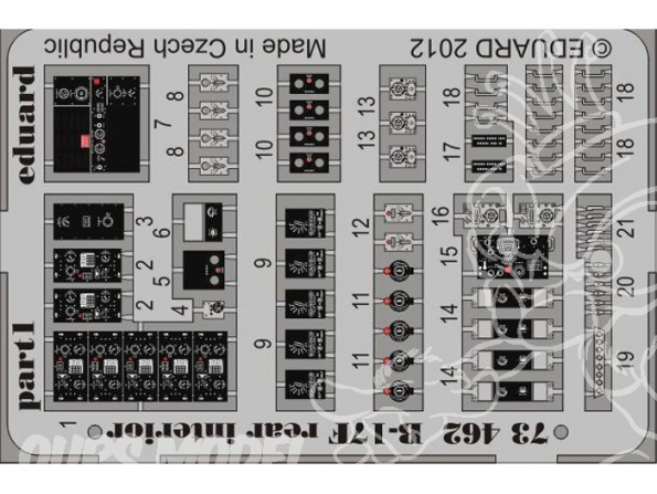 Eduard photodecoupe avion 73462 Interieur arriere B-17F 1/72