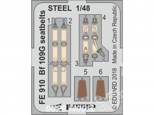 EDUARD photodecoupe avion FE910 Harnais métal Messerschmitt Bf 109G-2 WeekEnd Eduard 1/48