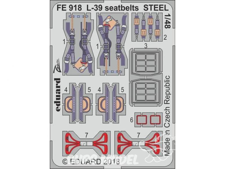 EDUARD photodecoupe avion FE918 Harnais métal L-39 Albatros Eduard 1/48