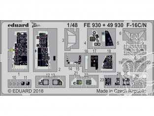 EDUARD photodecoupe avion FE930 Zoom F-16C/N Tamiya 1/48