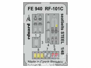 EDUARD photodecoupe avion FE940 Harnais métal RF-101C Kitty Hawk 1/48