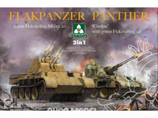 Takom maquette militaire 2105 FLAKPANZER PANTHER COELIAN canon anti-aérien 37mm et 20mm 2 en 1 1/35