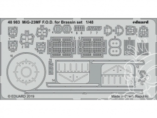 EDUARD photodecoupe avion 48983 MiG-23MF F.O.D. pour Set Brassin Eduard 1/48