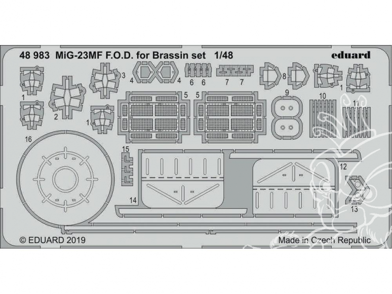 EDUARD photodecoupe avion 48983 MiG-23MF F.O.D. pour Set Brassin Eduard 1/48