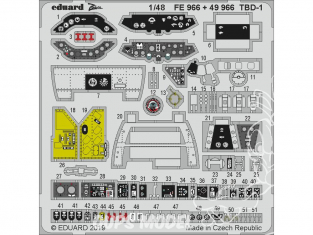 EDUARD photodecoupe avion FE966 Zoom Intérieur TBD-1 Great Wall Hobby 1/48