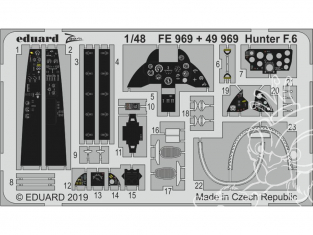 EDUARD photodecoupe avion FE969 Zoom Amélioration Hunter F.6 Airfix 1/48