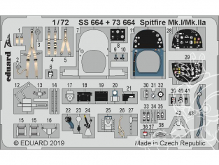 Eduard photodecoupe avion SS664 Zoom Amélioration Spitfire Mk.I / Mk.IIa Airfix 1/72