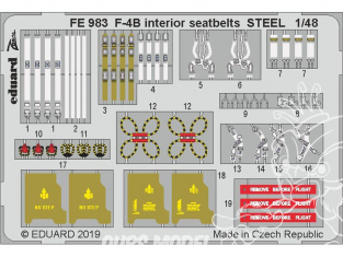 EDUARD photodecoupe avion FE983 Harnais métal F-4B Academy 1/48