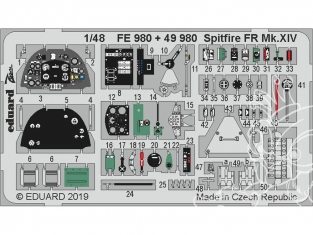 EDUARD photodecoupe avion FE980 Zoom Amélioration Spitfire FR Mk.XIV Airfix 1/48