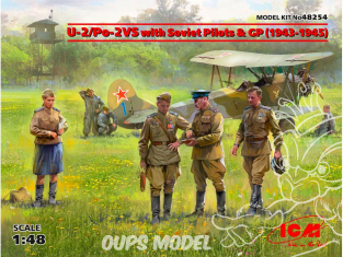 Icm maquette avion 48254 polikarpov U-2/Po-2VS with Soviet Pilots et Personnel au sol (1943-1945) 1/48