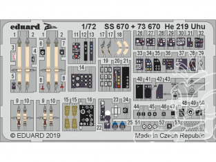 Eduard photodecoupe avion SS670 Zoom Amélioration Heinkel He 219 Uhu Dragon 1/72