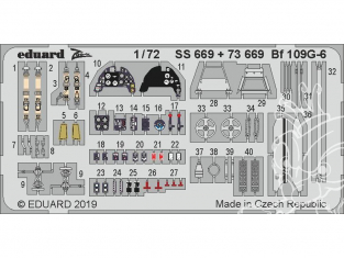 Eduard photodecoupe avion 73669 Amélioration Messerschmitt Bf 109G-6 Tamiya 1/72