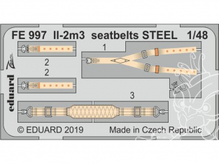 EDUARD photodecoupe avion FE997 Harnais métal IL-2m3 Tamiya 1/48