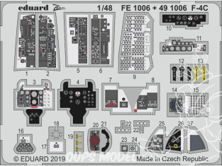 EDUARD photodecoupe avion FE1006 Zoom Intérieur F-4C Academy 1/48