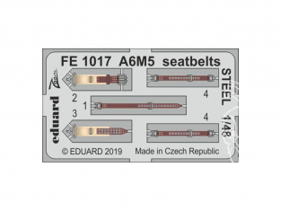 EDUARD photodecoupe avion FE1017 Harnais métal A6M5 Tamiya 1/48