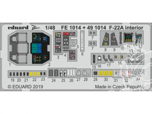 EDUARD photodecoupe avion 491014 Intérieur F-22A Hasegawa 1/48