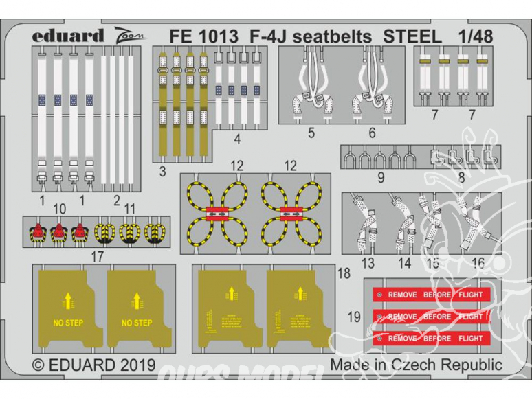EDUARD photodecoupe avion FE1013 Harnais métal F-4J Academy 1/48