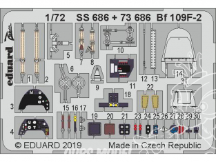 Eduard photodecoupe avion 73686 Amélioration Messerschmitt Bf 109F-2 Revell 1/72