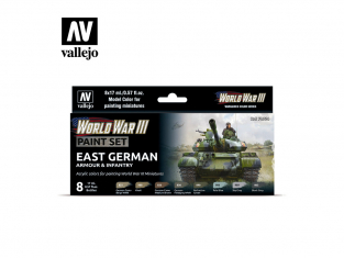 Vallejo Set Wargames Color Series 70224 WWIII Blindés Allemagne de l'est et Infanterie 8 pots de peintures 17ml