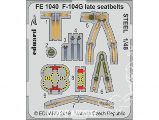 EDUARD photodecoupe avion FE1040 Harnais métal F-104G Late Kinetic 1/48