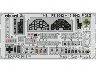 EDUARD photodecoupe avion FE1042 Zoom Amélioration Lockheed P-38G Lightning Tamiya 1/48