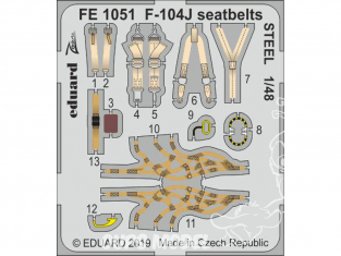 EDUARD photodecoupe avion FE1051 Harnais métal F-104J Kinetic 1/48