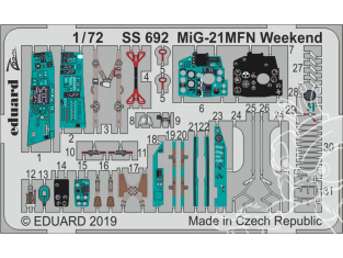 Eduard photodecoupe avion SS692 Amélioration MiG-21MFN Weekend Eduard 1/72