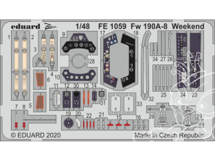 EDUARD photodecoupe avion FE1059 Amélioration Focke Wulf Fw 190A-8 Weekend Eduard 1/48