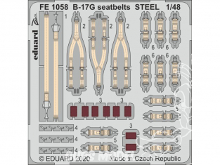 EDUARD photodecoupe avion FE1058 Harnais métal B-17G Hk Models 1/48