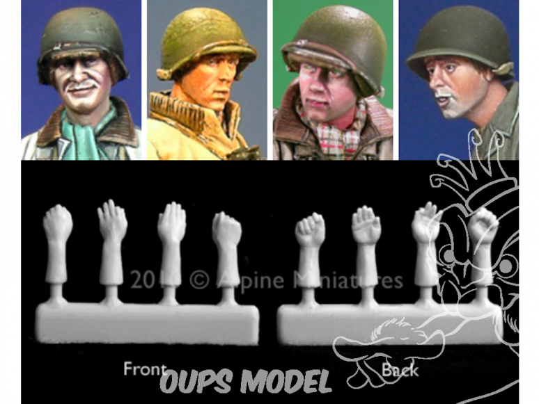 Alpine figurine H004 Têtes et mains avec casque américain 1/35