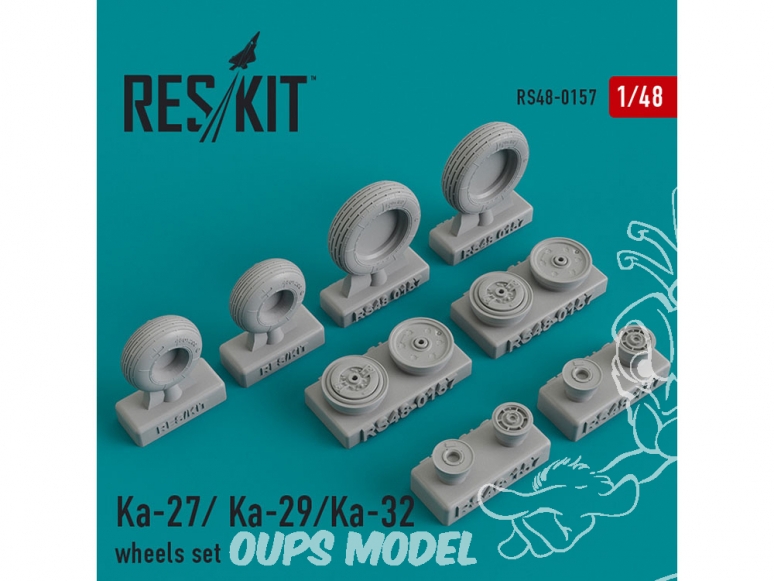 ResKit kit d'amelioration avion RS48-0157 Ensemble de roues Ka-27/Ka- 29/Ka-32 1/48