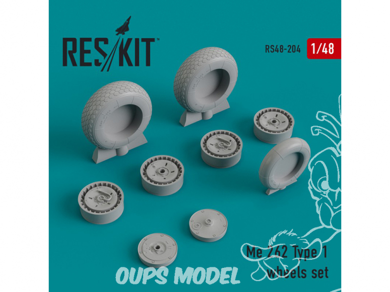 ResKit kit d'amelioration avion RS48-0204 Ensemble de roues Me.262 Type 1 1/48