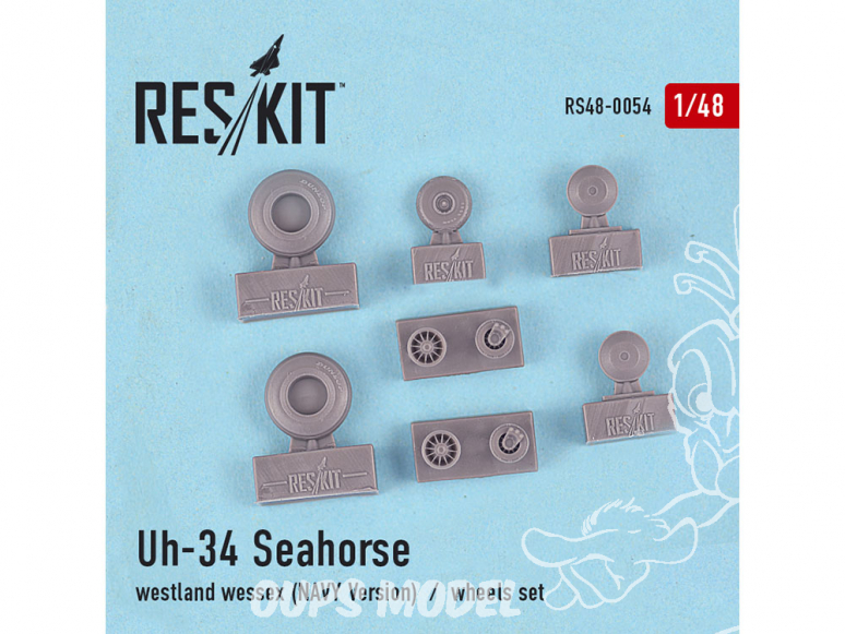 ResKit kit d'amelioration Helico RS48-0054 Ensemble de roues Uh-34 Seahorse / westland wessex (NAVY Version) 1/48